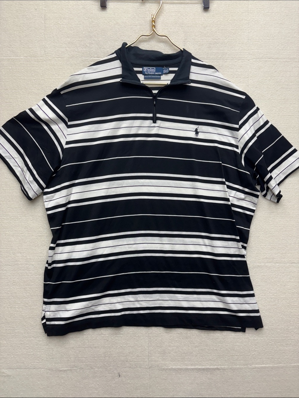 Polo by Ralph Lauren Black & White Striped Polo XXL moisture management
